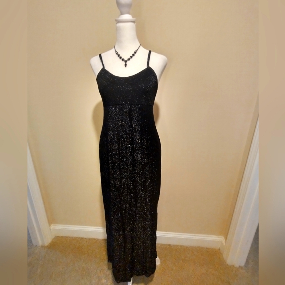 Vintage Metamorphosis Black Sparkle Evening Dress